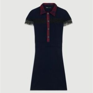 Maje Riloid Marine Contrast Lace Collar Dress Size 1 (US Small)